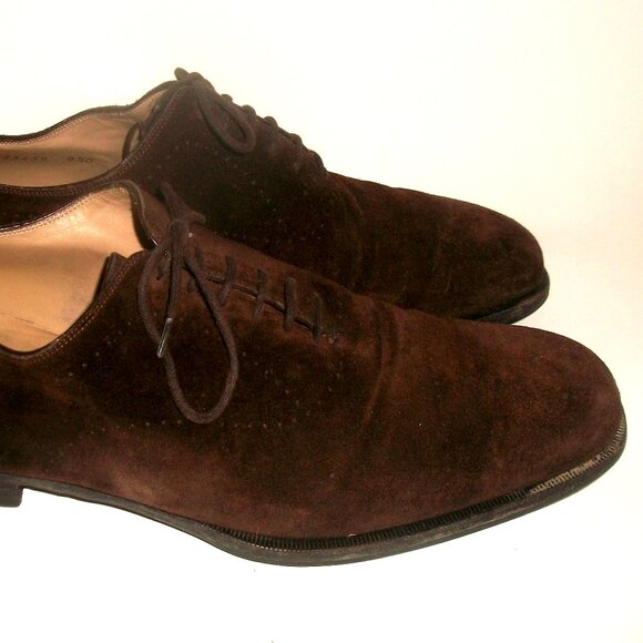Authentic Vintage Gucci Dark-Brown Suede Lace Up Oxfords 9.5D $650